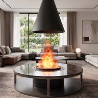 Cheminée électrique circulaire à vapeur de brume, en métal, pour hôtel, avec flamme LED et télécommande
