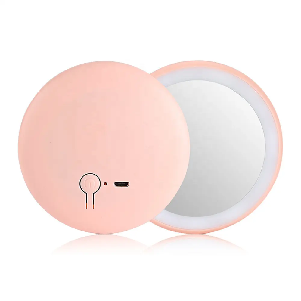Modo caldo di Vendita USB Make Up LED Specchio Cosmetico Pieghevole Portatile di Bellezza Pocket LED Illuminato Specchio Per Il Trucco Tasca Specchio cosmetico