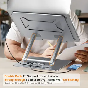 Swivel Ergonomic Desktop Dj Metal Bracket Support Foldable Notebook Holder Rotating Adjustable Aluminium Laptop Stand Usb Hub