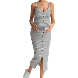Robe longue d'été moulante et sexy à fente pour femmes enceintes, boutonnée - Product Image 6