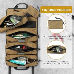 Muestra Gratuita, Bolsa de Herramientas Enrollable Multiusos, Bolsa de Lona para Herramientas, Organizador de Almacenamiento, Bolsa de Herramientas Portátil para Electricista con Asa - Product Image 4
