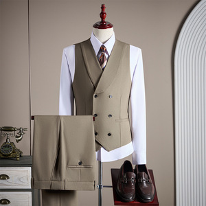 Traje de Tres Piezas Casual de Negocios para Hombre, Diseño Personalizado, Color Sólido de Alta Gama, Traje de Esmoquin de Un Solo Pecho para Hombre - Product Image 4