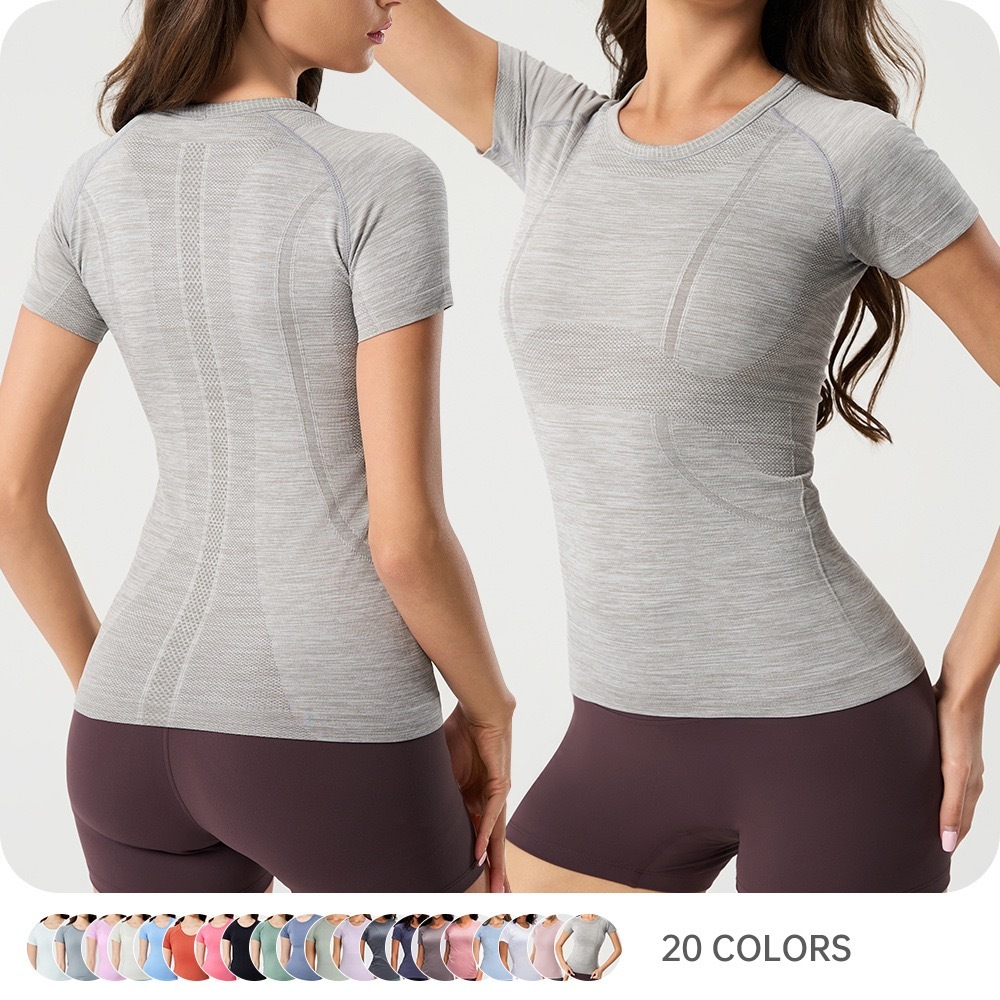 Custom Seamless Short Sleeve Yoga T-Shirt Slim Fit Quick Dry Breathable for Women Workout Training Wear