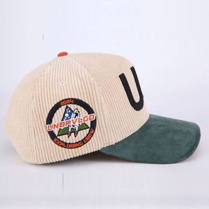 Casquette de baseball snapback en velours côtelé à 5 panneaux avec logo personnalisé de haute qualité, broderie 3D, design sportif unisexe - Product Image 5