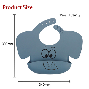 Mignon bavoir en Silicone imprimé éléphant pour bébé, bavoirs imperméables réglables pour bébé, bavoirs anti-salive doux <span class=keywords><strong>comestible</strong></span> serviette à salive - Product Image 4