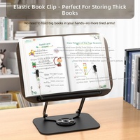 Support de lecture de bureau, support de livre, support d'ordinateur, rotation à 360 degrés, pliable, multifonctionnel, étagère en métal, pour personne paresseuse