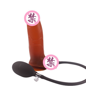 Pénis gonflable avec ventouse, couleur chair et café noir, en silicone, sensation réaliste, jouet sexuel anal - Product Image 4