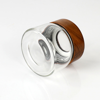 Pot à épices en verre transparent de 2 oz et 3 oz avec couvercle grossissant en bois d'acacia pour l'emballage alimentaire et cosmétique