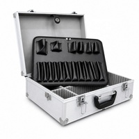 Boîte de transport d'outils en aluminium argenté personnalisée par un fabricant chinois, étui de rangement rigide en aluminium avec séparations réglables