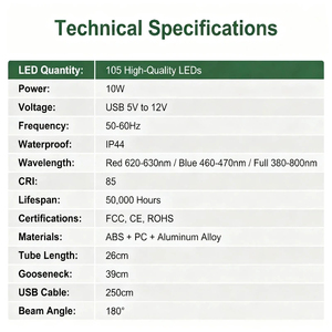 ไฟ LED สเปกตรัมเต็มสำหรับปลูกพืช 660 นาโนเมตร ชิป COB อะลูมิเนียมอัลลอยด์ พร้อมตัวปรับความสว่าง ปลั๊กแบบ US - Product Image 5