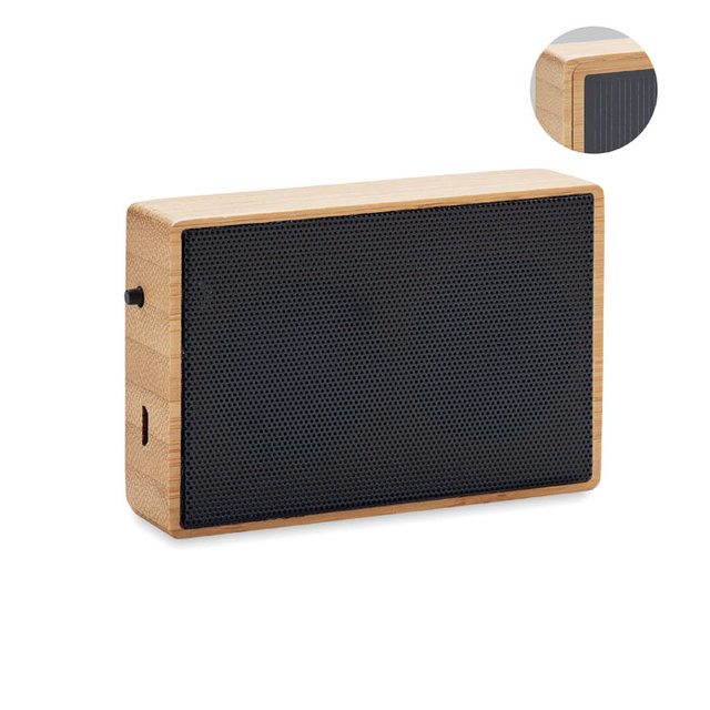 Eco Friendly Gift Outdoor Wooden Wood Solar Powered Charging Bt Portable Speaker with Solar Mini Bamboo Wireless Speaker Box