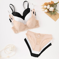 Set Bra Push-Up Berkualitas Tinggi dengan Desain Renda 3/4 Cup dan Kawat Penyangga, Dilengkapi Hiasan Pinggang, Sangat Elastis dan Bernapas, Set Bra dan Celana Dalam Wanita
