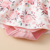 Combinaison florale pour bébé fille, style INS, manches volantées, body en coton tricoté doux, pour tout-petits, utilisation été/hiver