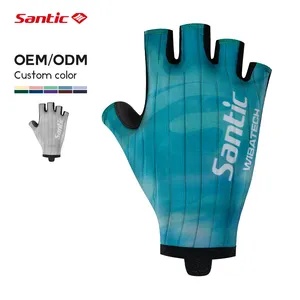Santic Custom Sublimatie Afdrukken Gel Pad Fiets Handschoenen Waterdicht Ademend Halve Vinger Fiets Rijden Sport Fietshandschoenen-