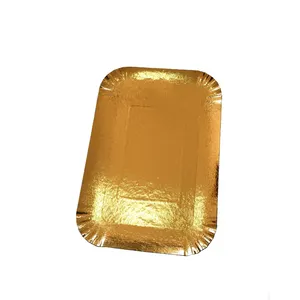 Bánh trang trí công cụ dùng một lần giấy các tông hình chữ nhật vàng bánh khay Vàng Pastry hiển thị khay Vàng giấy tấm