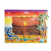 Sculpture en résine faite à la main et peinte à la main, design 4x6 pouces, peinture artistique sur le thème tropical/caribéen avec forme irrégulière