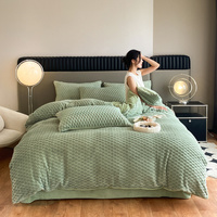 Parure de lit en velours de lait jacquard chaud d'hiver, ensemble de draps de luxe en velours de lait jacquard, textile de maison personnalisé en usine
