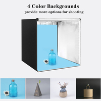 Kit de studio photo cube de 80 cm à assembler, boîte à lumière professionnelle avec éclairage LED, boîte à lumière pour photographie avec fond