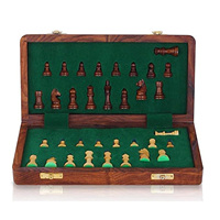 Jeu d'échecs en bois personnalisé, échiquier magnétique en bois de 15 pouces avec rangement intégré, pièces d'échecs, échiquier pliable, 2 reines supplémentaires