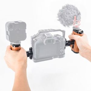 Poignée latérale universelle pour cage de caméra <span class=keywords><strong>Sony</strong></span>/Canon/Nikon, poignée en bois avec vis 1/4 et griffe porte-accessoire, montage/démontage rapide - Product Image 5