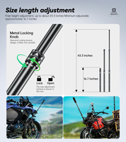 Support de caméra d'action étanche en aluminium Kewig pour moto, pince super robuste, rotation à 360°, perche à selfie réglable Insta360 pour la conduite