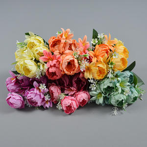 Flores artificiales de seda, peonía de cinco cabezas, hogar, jardín, <span class=keywords><strong>restaurante</strong></span>, decoración de boda, ramos de peonía de seda sintética - Product Image 5