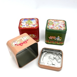 Wholesale Eco-Friendly Recyclable UV Coated Custom <b>Cute</b> Bunny <b>Bear</b> Print Square Tinplate Box Xmas Pastry Biscuit Gift Holiday - Product Image 2