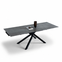 Ensemble de table à manger rectangulaire rétractable en céramique avec pieds en acier au carbone, prix de gros