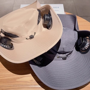 Custom Wholesale High Quality Summer Outdoor Travel Sun Fishing <b>Cooling</b> <b>Hat</b> Mens Wide Brim Bucket <b>Hat</b> Solar Fan <b>Hat</b> with Fan - Product Image 2