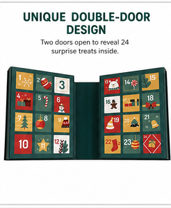 Caja de Calendario de Adviento Navideño Verde Personalizada de 24 Días, en Forma de Libro, de Cartón Rígido, Caja Sorpresa, Embalaje Misterioso, Regalo al por Mayor - Product Image 3