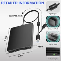 Unidad de Disquete Externa USB de 3.5 Pulgadas, 1.44mb 2hd, con Cable USB para Laptop, Notebook, PC