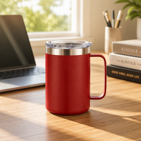 Mug isotherme portable en acier inoxydable 16 oz avec couvercle transparent pour le bureau – Expérience d'expédition FCL riche en valeur, vente en gros