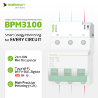 Matismart BPM3100 Tuya Compteur d'énergie intelligent Tuya Compteur d'énergie intelligent Wi-Fi 63A Compteur triphasé Surveillance de l'alimentation Tuya