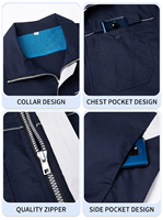 Veste de travail légère et respirante pour hommes, à manches longues, bicolore, avec fermeture éclair, uniforme de sécurité pour les travailleurs d'usine et d'atelier