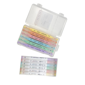 Stylo surligneur double pointe Kawaii mignon personnalisé, papeterie cadeau, pointe oblique, 6 couleurs vives, ensemble de marqueurs fluorescents pour l'école et le bureau - Product Image 1