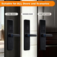 Serrure intelligente WiFi TUYA avec empreinte digitale, mot de passe, carte-clé, cylindre réel 6068 en alliage d'aluminium, 4 piles AA