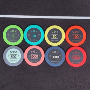 Jetons de poker en céramique Sailor Texas en gros, 10g, 39mm, taille standard, avec impression recto-verso pour tournois et jeux de cash - Product Image 1