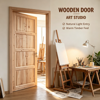 Homestay Rustic Solid Fir Timber Solid Wood Door Natural Grain Door for Guest Room Decoration