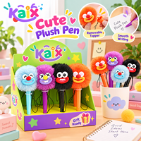 Stylo gel en peluche à motif dessin animé pour étudiants, stylo gel en peluche à grande bouche en plastique pour enfants, vente en gros KAIX