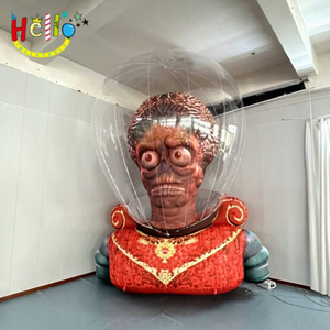 Buste géant gonflable d'alien martien avec casque <span class=keywords><strong>bulle</strong></span> transparent, accessoire pour exposition science-fiction et décoration de centre commercial - Product Image 1