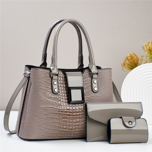 Conjunto de Tres Bolsos de Hombro de Piel Sintética con Estampado de Lagarto, Color Negro, Gran Capacidad, Bolso Bandolera para Uso Diario de Mujer - Product Image 4