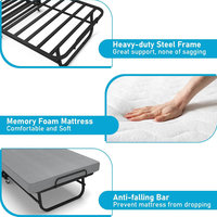 Lit pliant convertible moderne avec matelas en mousse à mémoire de forme de 3 pouces, cadre métallique peu encombrant et roulettes pour usage en chambre d'hôtel