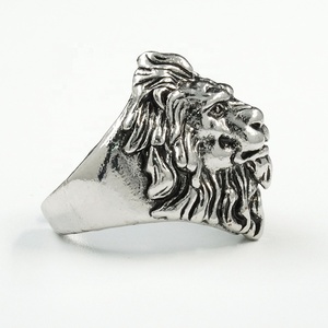 Bagues pour hommes de style hip-hop européen et américain, tête de lion, bijoux animaliers - Product Image 2