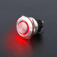 WD22mm Interrupteur à bouton-poussoir en métal Anneau LED logo Verrouillage/Bouton-poussoir momentané HIGHhead 1NO1NC Étanche IP65 12V Contrôle