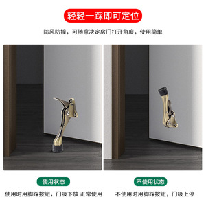 Door Stop <b>Floor</b> Mount Zinc Industrial Design Automatic Foot Operated Door Positioner Brake Catcher Concealed Anti Collision - Product Image 5