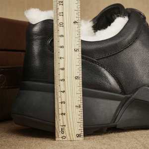 Chaussures d'hiver pour hommes en cuir véritable noir, bout rond, à lacets, doublure en peluche, semelle extérieure en caoutchouc, semelle intermédiaire en EVA, motif uni - Product Image 2