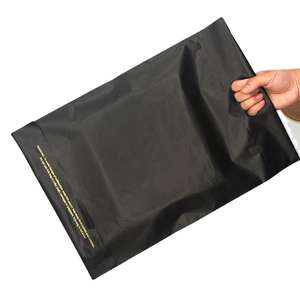 Bolsa de correo de camiseta negra de plástico impermeable con asa a prueba de rasgaduras para enviar zapatos y calcetines bolsa de mensajería de agradecimiento - Product Image 5