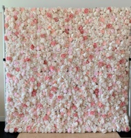 O-FW003 Mur de fleurs 3D personnalisé en tissu, panneau mural décoratif en fleurs artificielles de roses en soie pour mariage, toile de fond