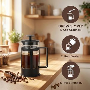 Cafetera Francesa Negra de 350 ml, Nueva, de Vidrio Borosilicato, Tetera - Product Image 4