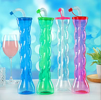 Gobelet en plastique coloré pour slush, best-seller, long gobelet en plastique pour bière avec paille